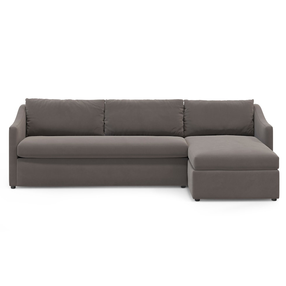 Landry 109" Velvet Right Storage Sleeper Sectional - Hale Warm Gray - Image 0
