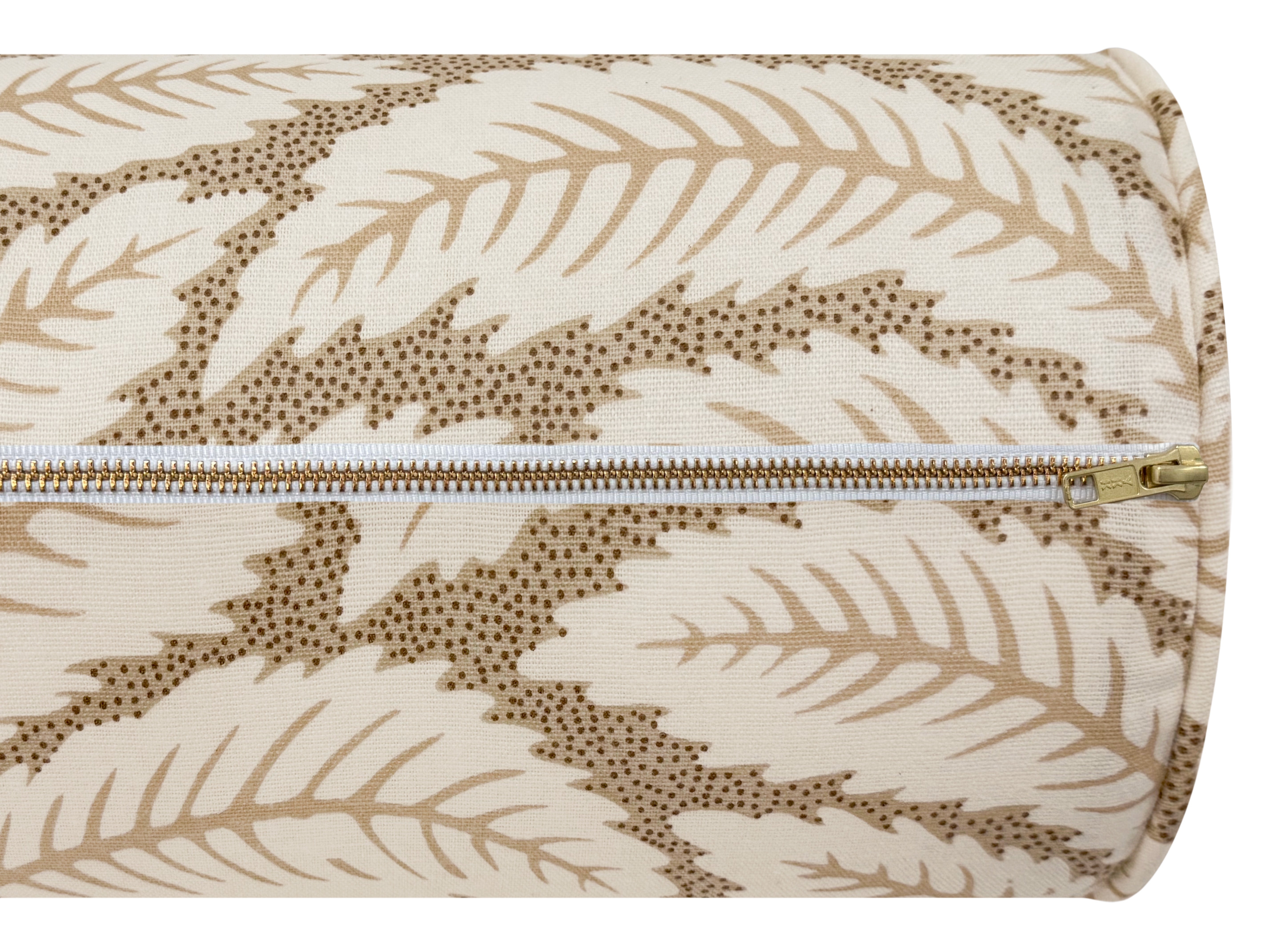 THE BOLSTER :: TALAVERA COTTON AND LINEN PRINT // BEIGE | BRUNSCHWIG & FILS - QUEEN // 9" X 36" - Image 3