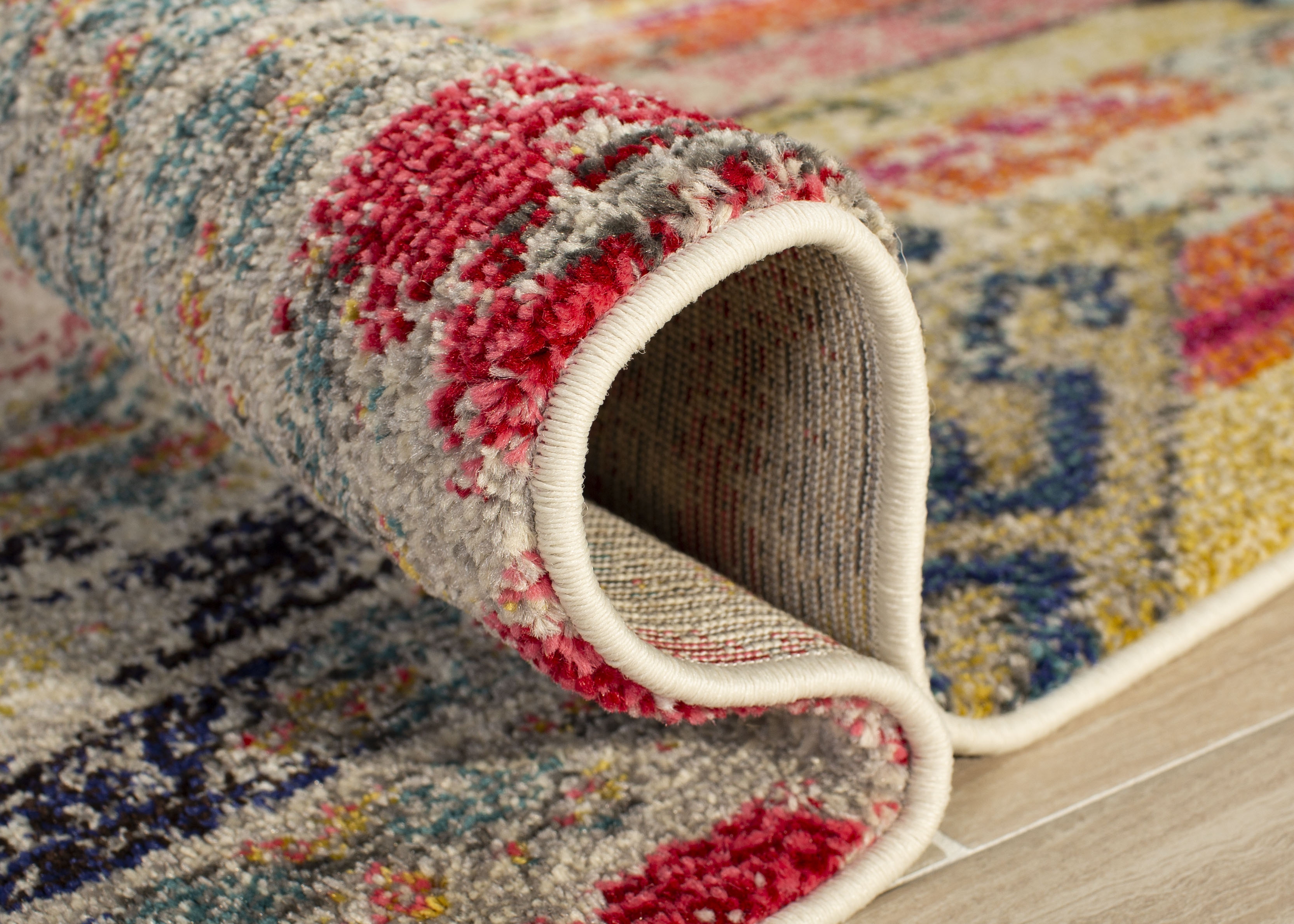 Arlo Home Woven Area Rug, MNC222G, Light Grey/Multi,  6' 7" X 6' 7" Square - Image 1