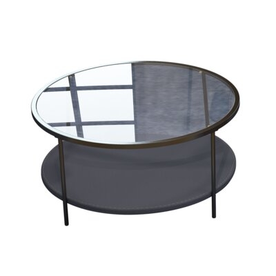 Coffee Table Share With Pets Multi-Function Tempered Glass Tabletop Tea Table  Round Shape Easy Assembly Minimalist Creative Metal Coffee Table Matte Black Environmental Protection Powder Spraying - Image 0