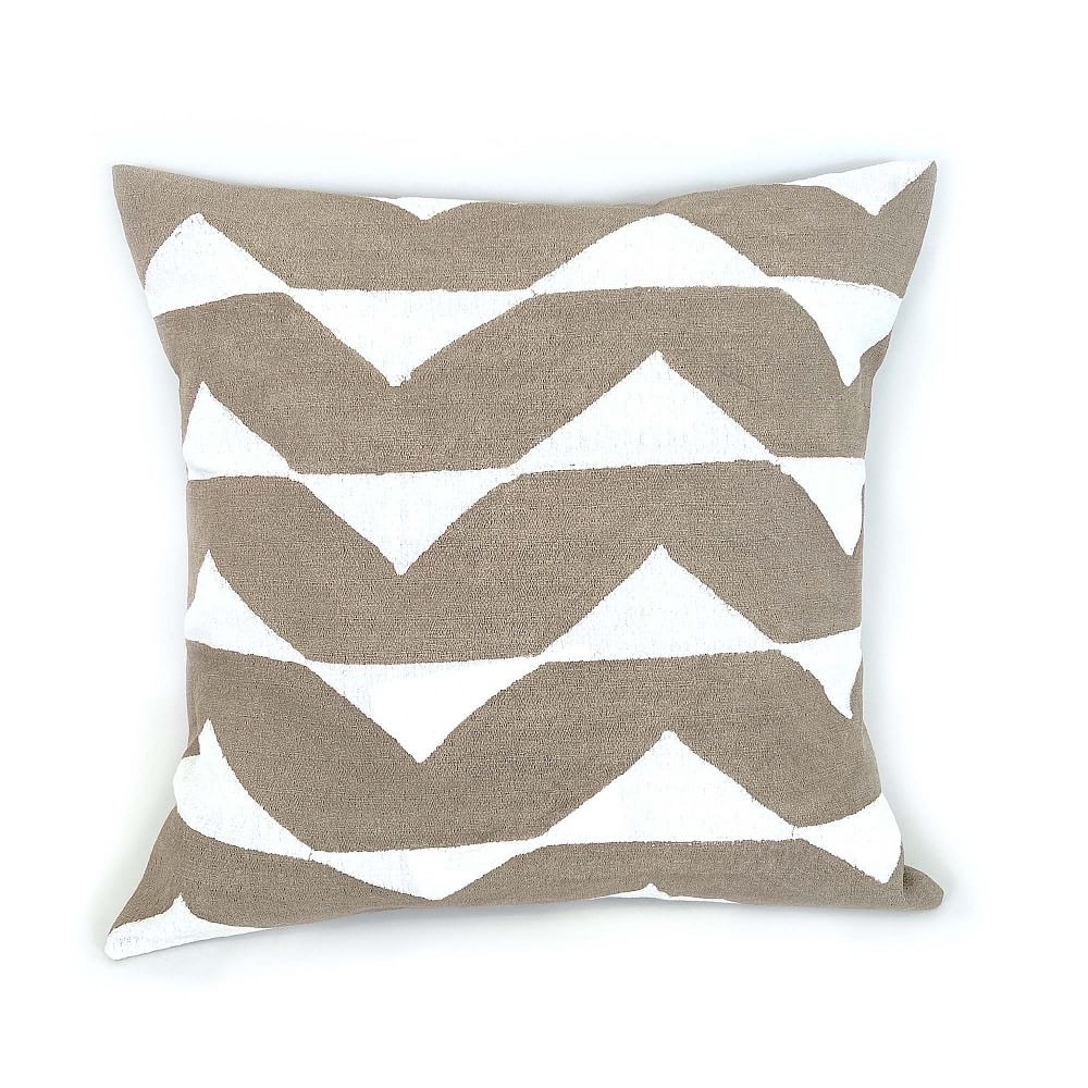 Sadza Batik Pillows, Triangles, Taupe + White - Image 0