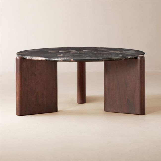Santoro 37" Round Black Marble Coffee Table - Image 0