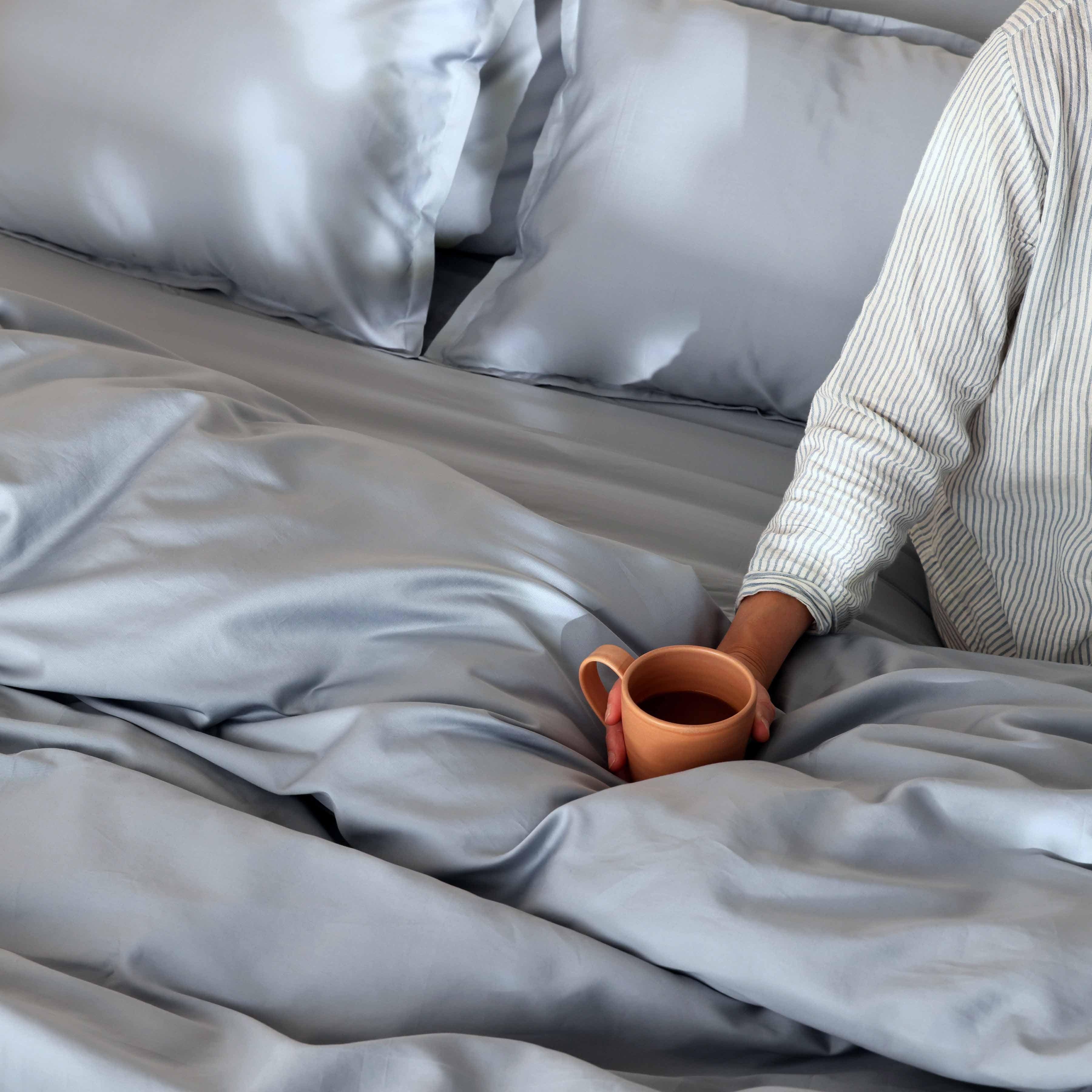 The Citizenry Sateen Duvet Cover | Full/Queen | Blue - Image 4