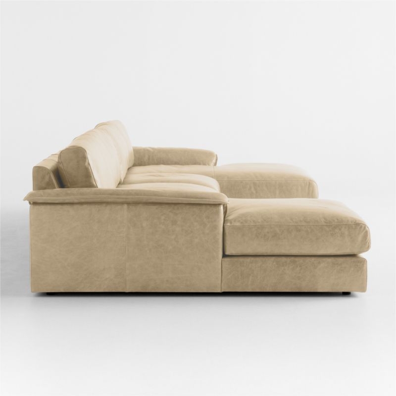 Wythe 3-Piece U-Shaped Leather Sectional Sofa with Double Chaise Lounge - Image 1