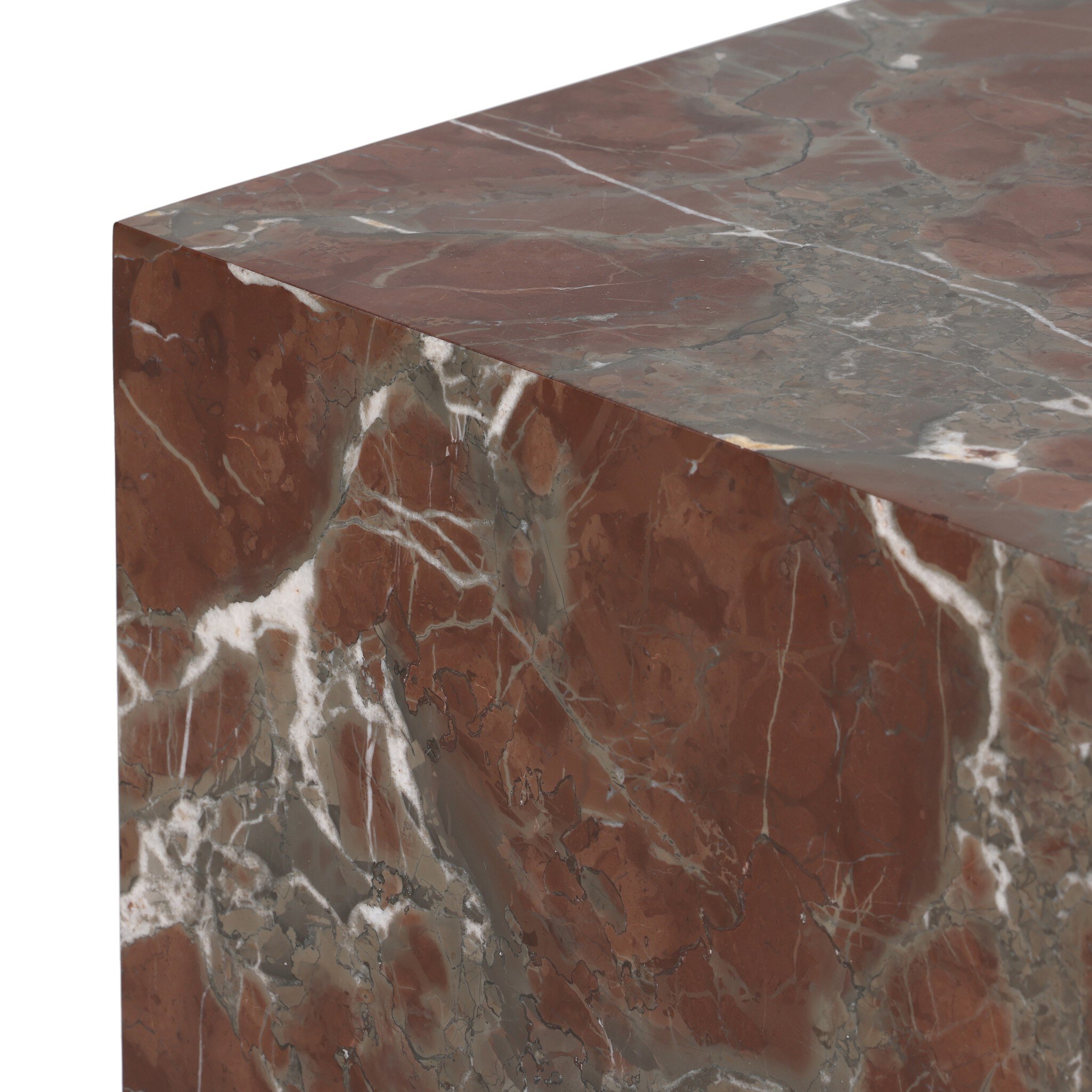 Modern Marble Plinth End Table - Smoke and Russet Marble - Image 8
