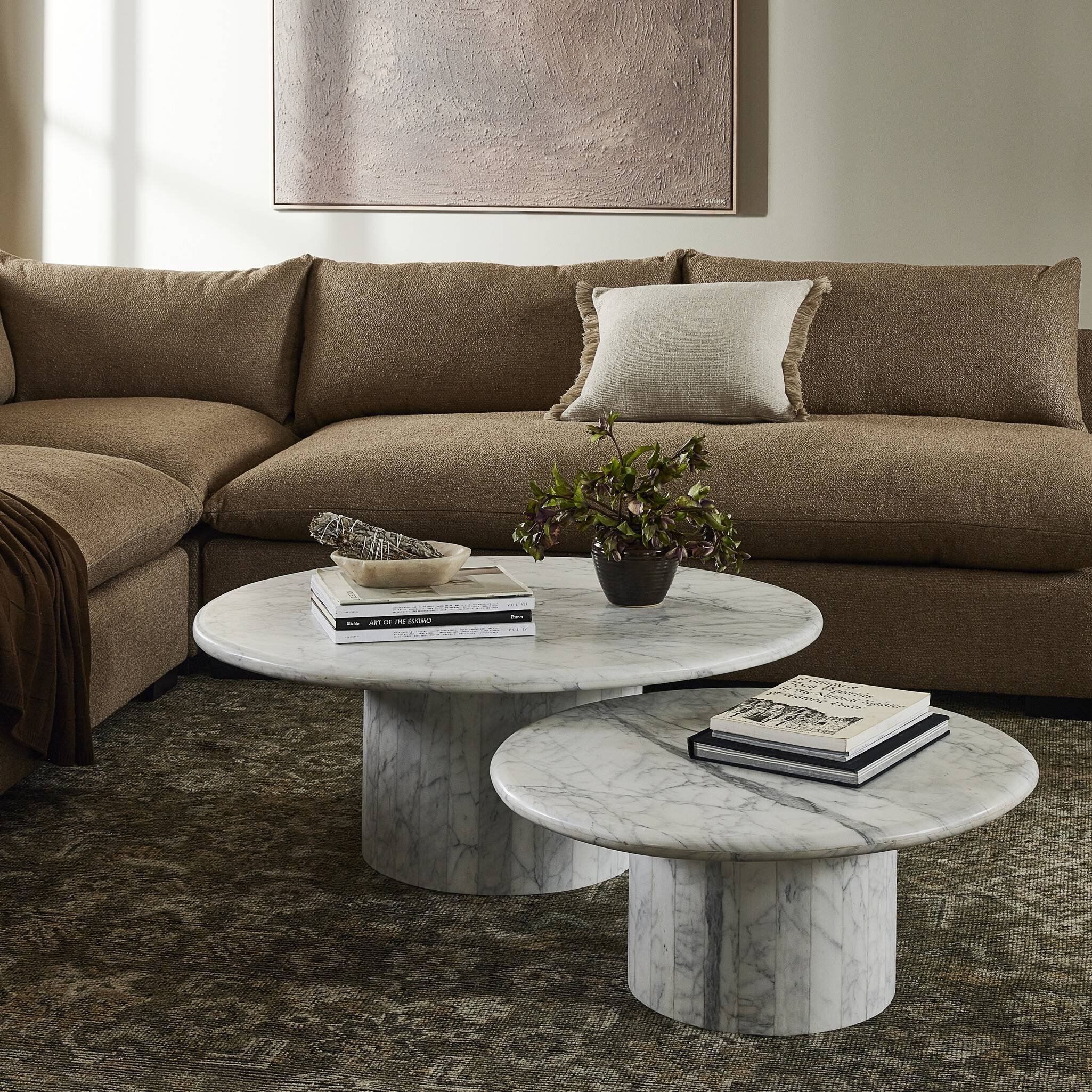 Stuart Nesting Coffee Tables - White Calacatta Marble - Image 3