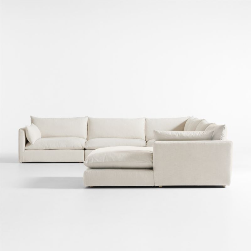 Unwind Modular 6-Piece L-Shaped Slipcovered Sectional Sofa with Chaise Lounge - Image 1