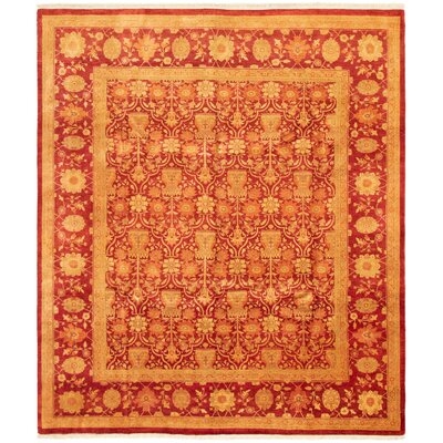 One-of-a-Kind Tyron Hand-Knotted 2010s Ushak Red/Beige 8'2" x 9'6" Wool Area Rug - Image 0