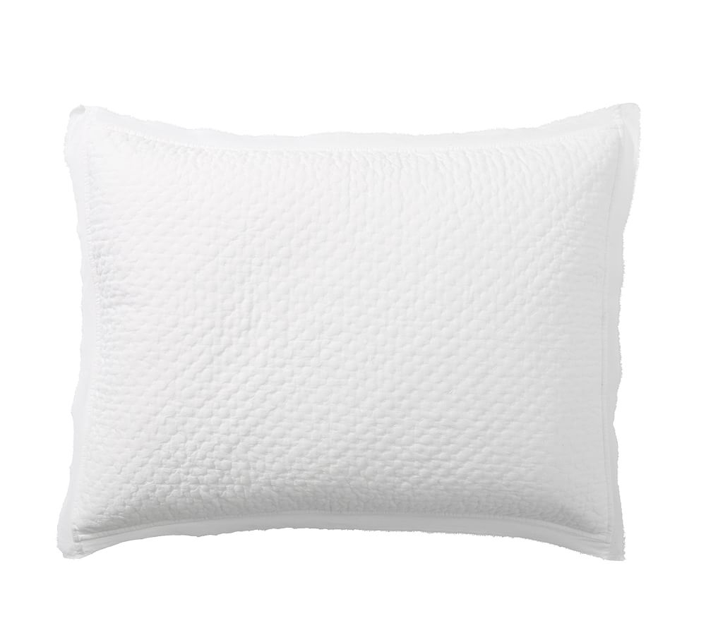 Cotton Handcrafted Melange Quilted Sham, Standard, White - Image 0