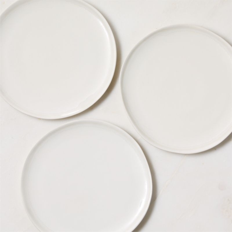Hyacinth White Salad Plates with Reactive Glaze Set of 6 - Image 3