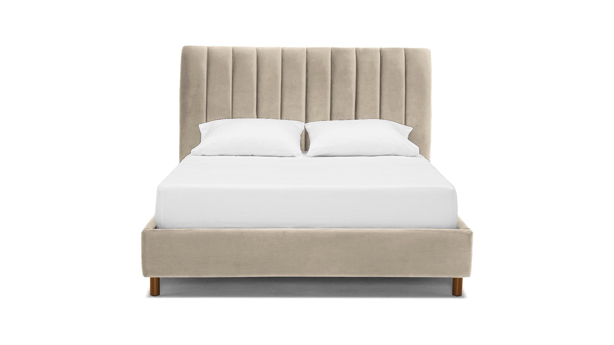 Beige/White Lotta Mid Century Modern Bed - Cody Sandstone - Mocha - Queen - Image 0
