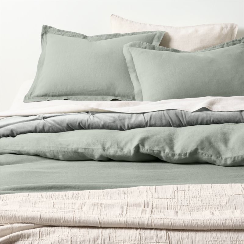 New Natural Hemp Sage Shadow Green Full/Queen Duvet Cover - Image 2