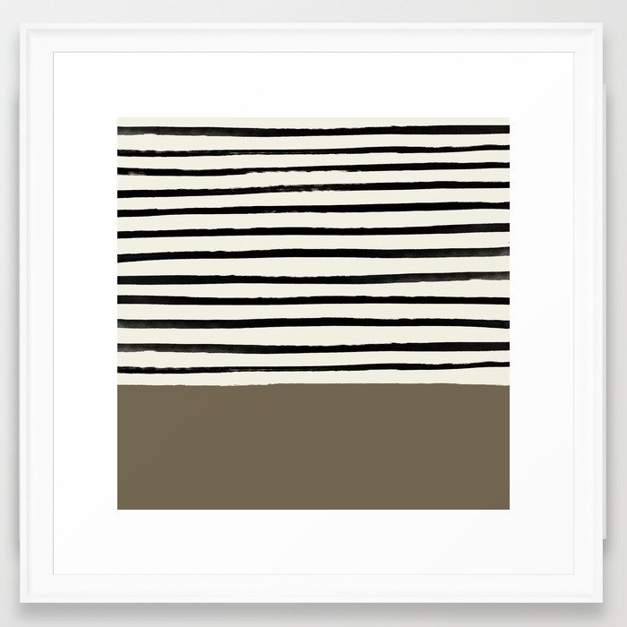 Cappuccino X Stripes Framed Art Print by Leah Flores - Scoop White - MEDIUM (Gallery)-22x22 - Image 0