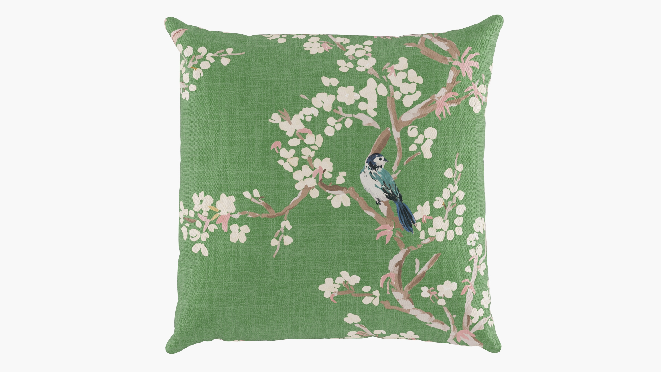 Outdoor 20" Throw Pillow, Jade Cherry Blossom, 20" x 20" - Image 1