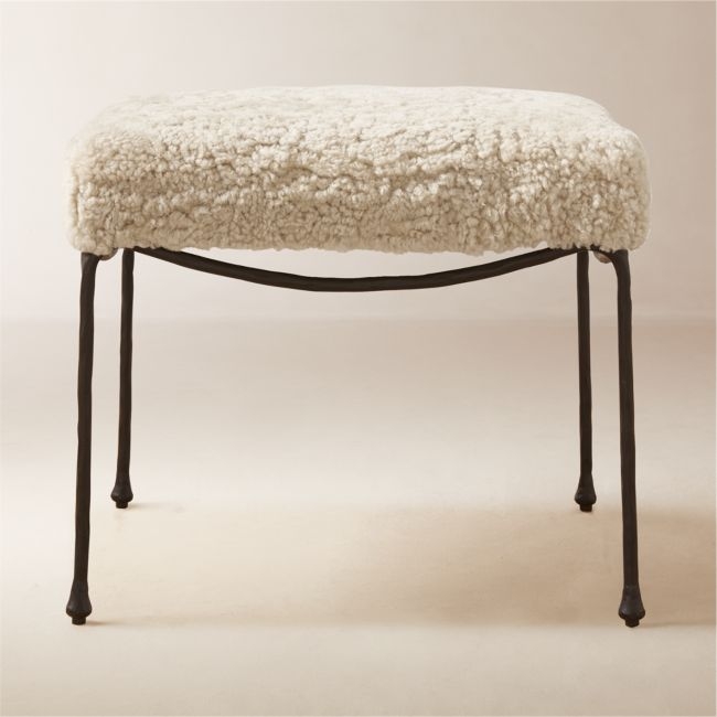 Journey Cream Shearling Stool - Image 0