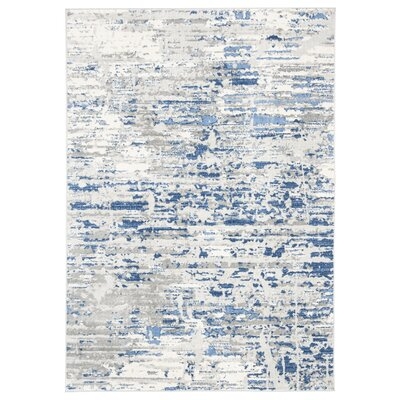 Muro Abstract Ivory/Blue Area Rug - Image 0