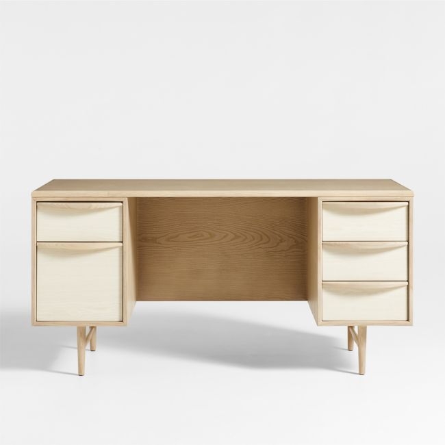 Kaufman 62" Natural and Blonde Wood Desk with File Drawer - Image 0