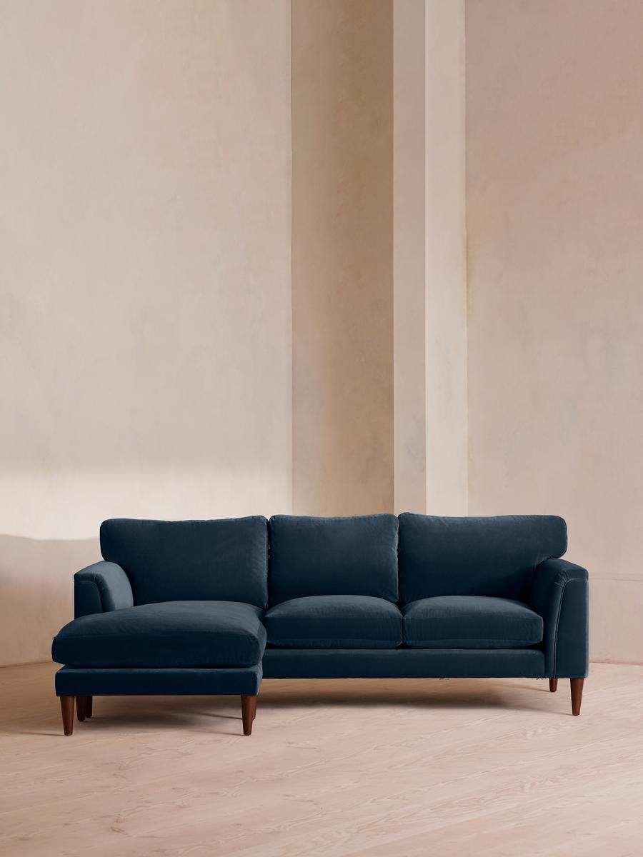 Reya Chaise-end Sofa, Velvet, Royal Blue, US - Image 0