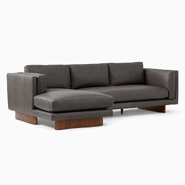 Anton 105" Right 2-Piece Chaise Sectional, Sierra Leather, Licorice, Burnt Wax - Image 1