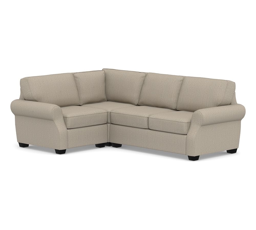 SoMa Fremont Roll Arm Upholstered Right Arm 3-Piece Corner Sectional, Polyester Wrapped Cushions, Sunbrella(R) Performance Herringbone Light Gray - Image 0