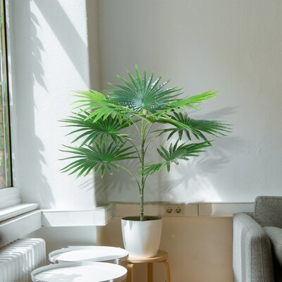 Artificial Fan Palm Plants In Pot Fake Queen Palm Tree - Image 0