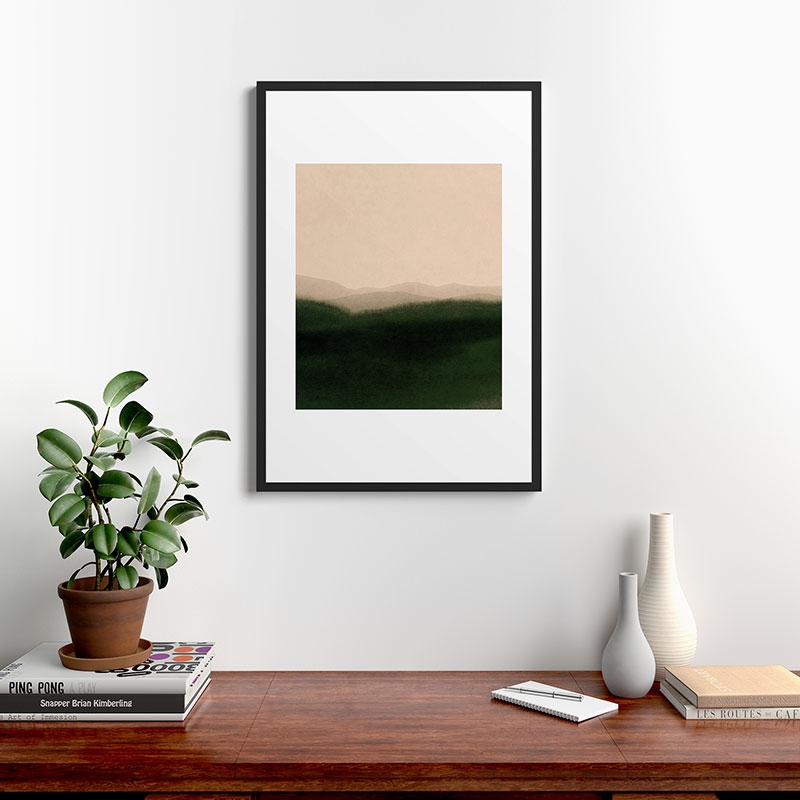 Green Hills by Iris Lehnhardt, Modern Framed Art Print Black, 24" x 36" - Image 1