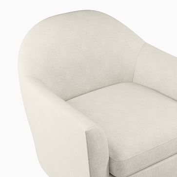 Haven Swivel Chair, Poly, Yarn Dyed Linen Weave, Stone White, Dark Walnut - Image 5