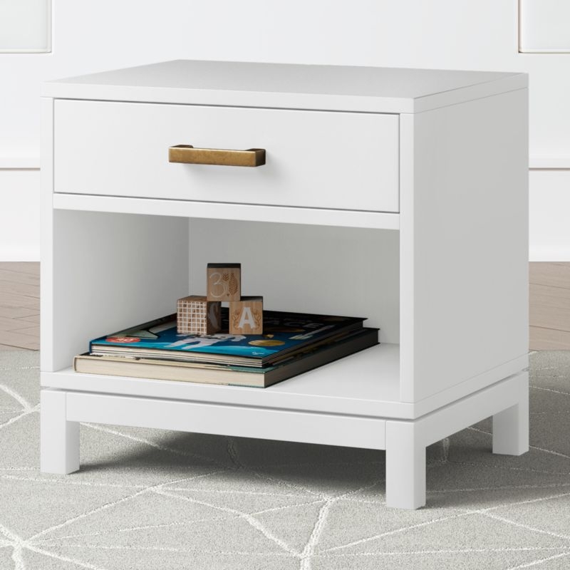 Parke White Wood Kids Nightstand with Drawer - Image 4