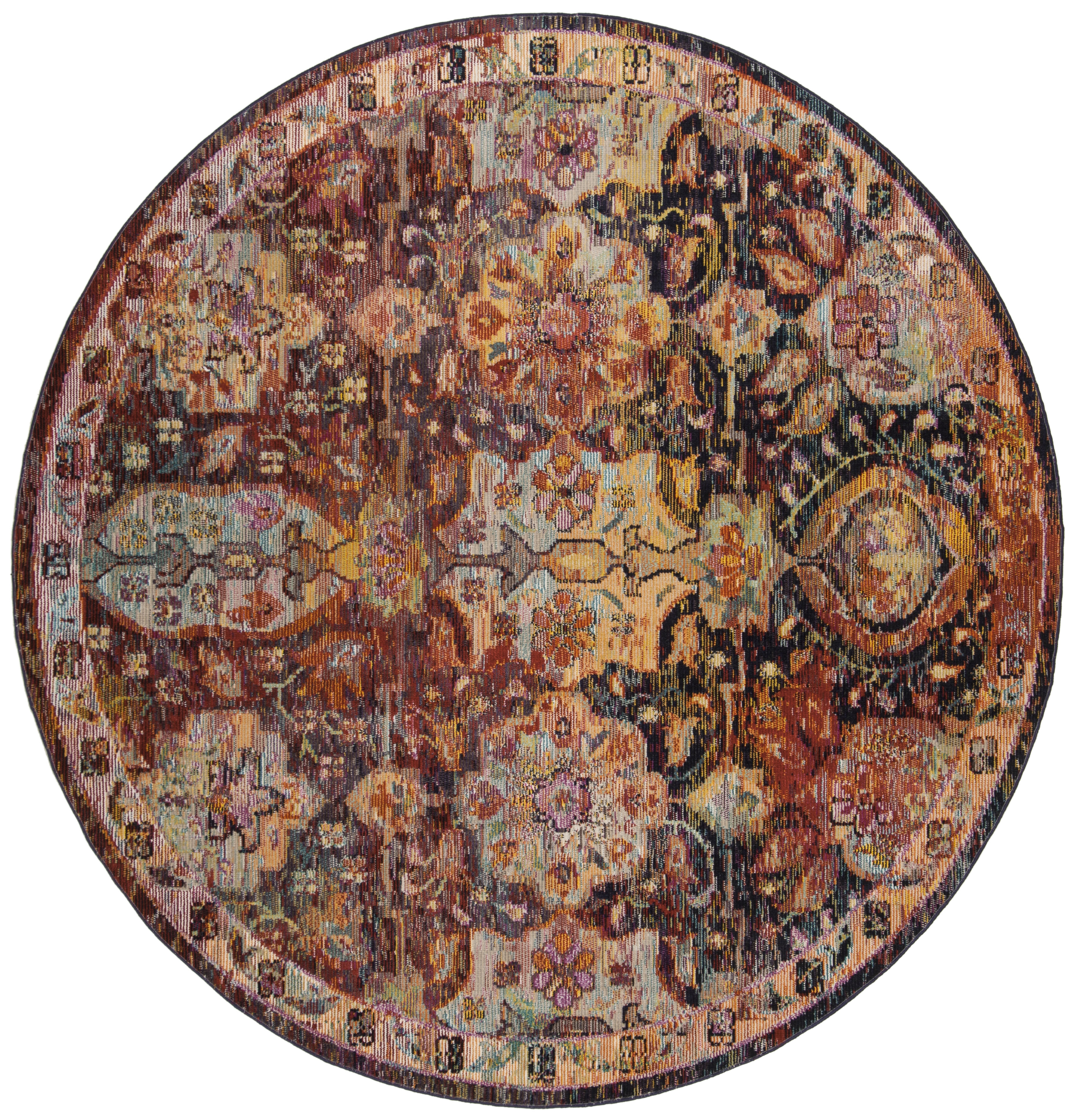 Arlo Home Woven Area Rug, CRS505F, Navy/Orange,  7' X 7' Round - Image 0
