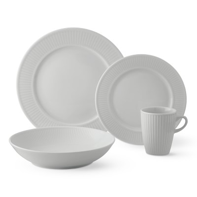 Pillivuyt Plisse Porcelain 16-Piece Dinnerware Set with Cereal Bowl - Image 4