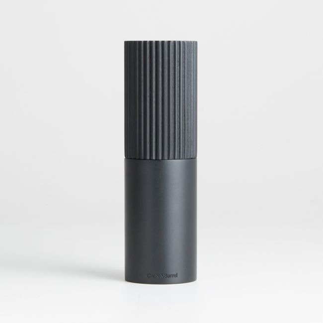 Crate & Barrel Hanno Black Fluted Ebonized Wooden Pepper Mill Grinder - Image 0