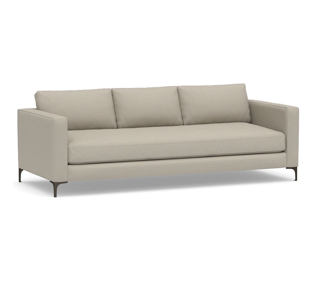 Jake Upholstered Grand Sofa with Bronze Legs, Polyester Wrapped Cushions, Performance Boucle Fog - Image 0