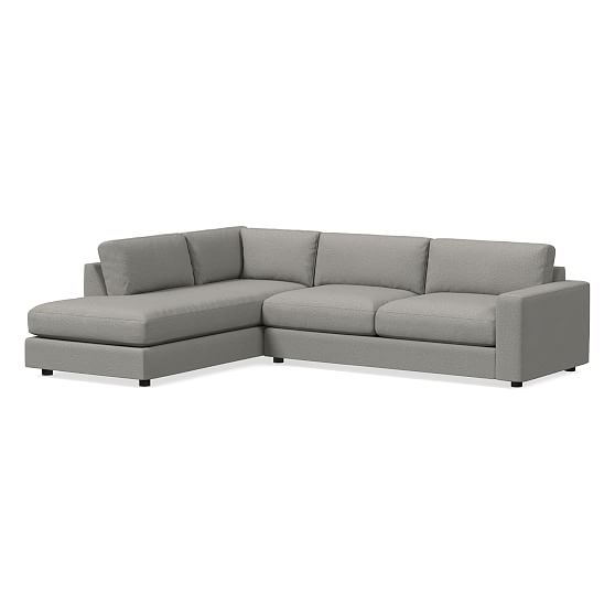Urban Sectional Set 20: Right Arm 3 Seater Sofa, Left Arm Terminal Chaise, Down Blend, Twill, Platinum, Concealed Support - Image 0