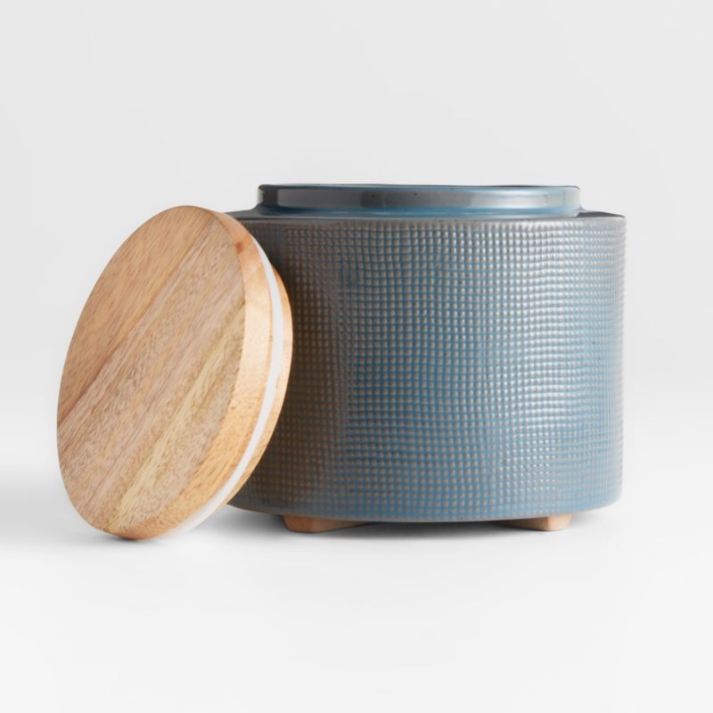 Ena Small Ceramic Canister with Wood Lid - Image 2