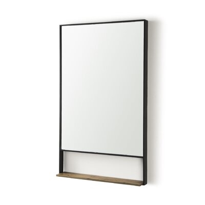 Gagny 24.0l X 3.9w X 40.0h Black Metal Frame W/ Brown Wooden Shelf Rectangular Wall Mirror - Image 0