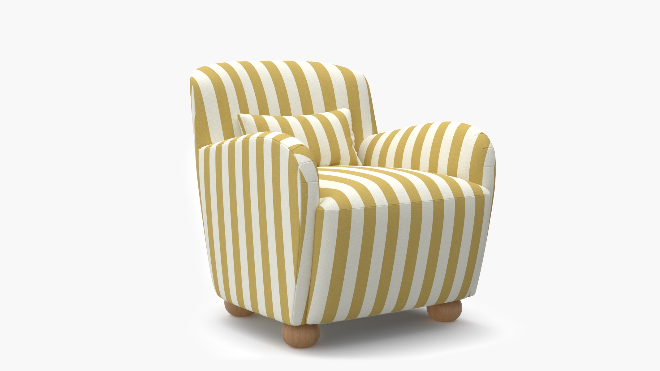 Club Chair, Citrine Cabana Stripe, Natural Bun Foot - Image 1