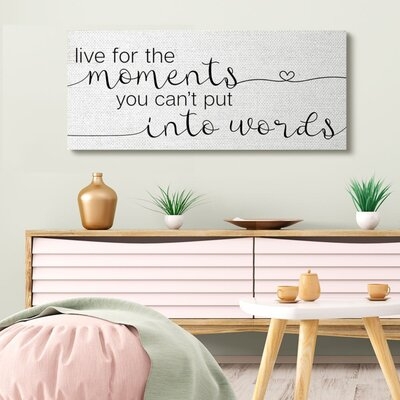 Live for the Moments Phrase Small Heart Linework by Daphne Polselli - Graphic Art Print - Image 0