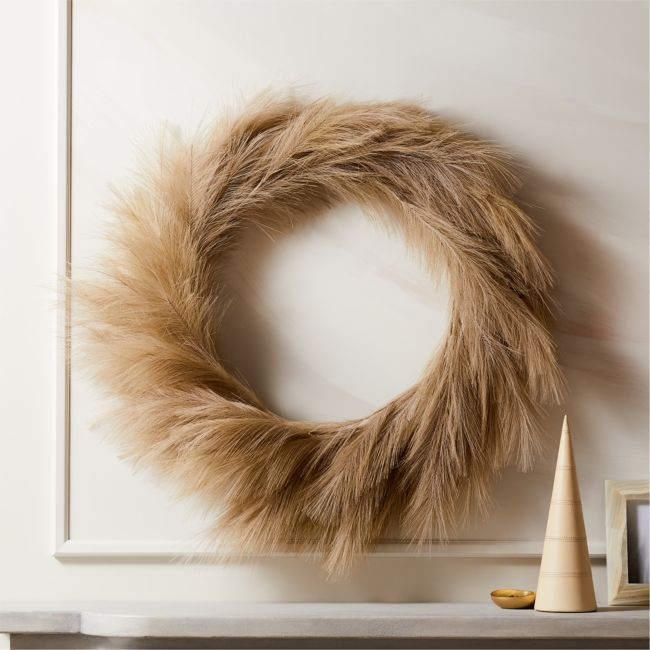 Faux Pampas Taupe Wreath 36" - Image 0