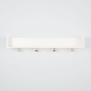 Nolan Shelf With Hooks, White + Light Bronze - Image 0