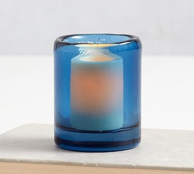 Formentera Glass Votive Holder, Blue, Small - Image 0