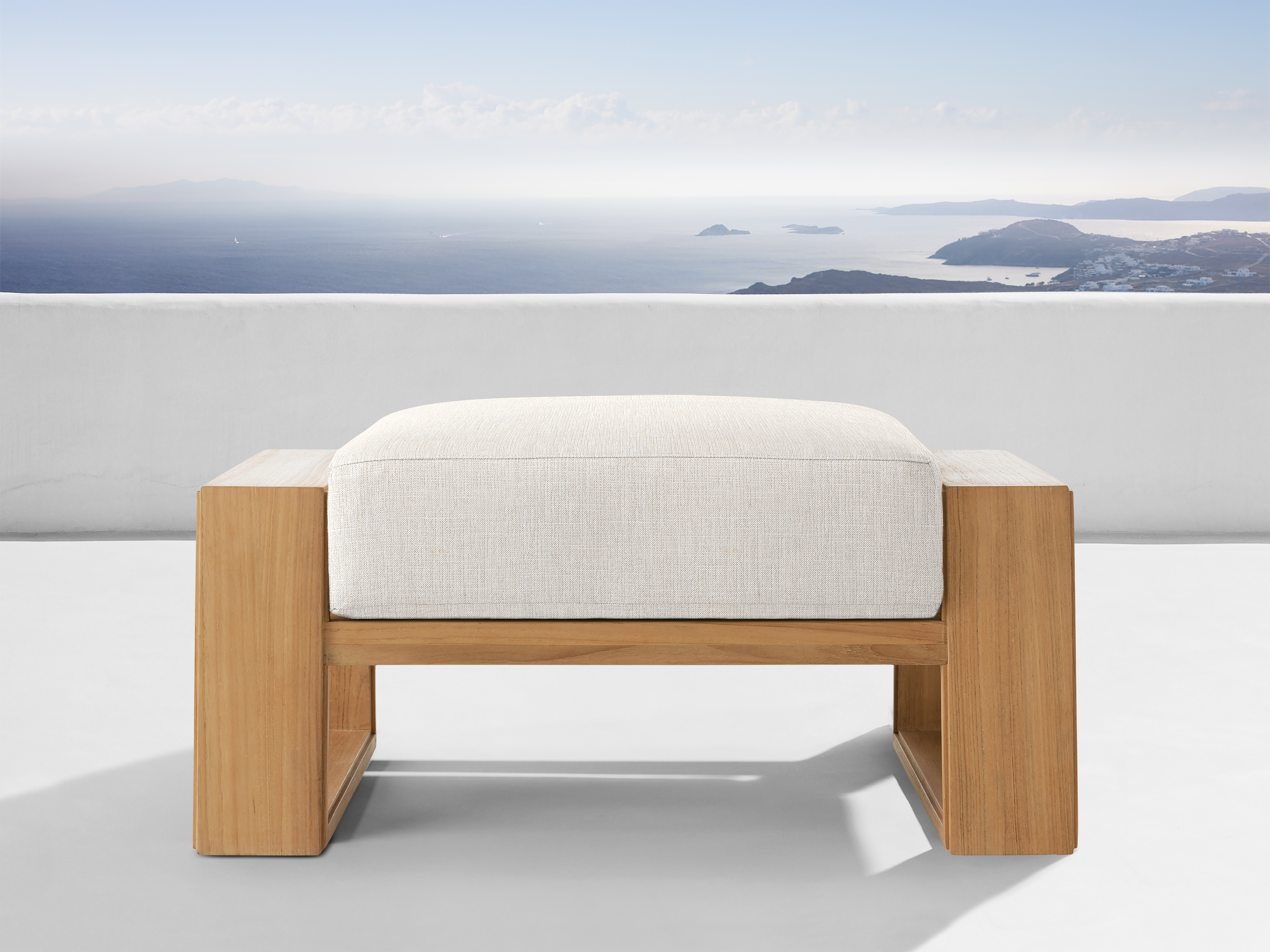 Canyon Outdoor Ottoman in Eden Snow Teak Natural   - Image 0