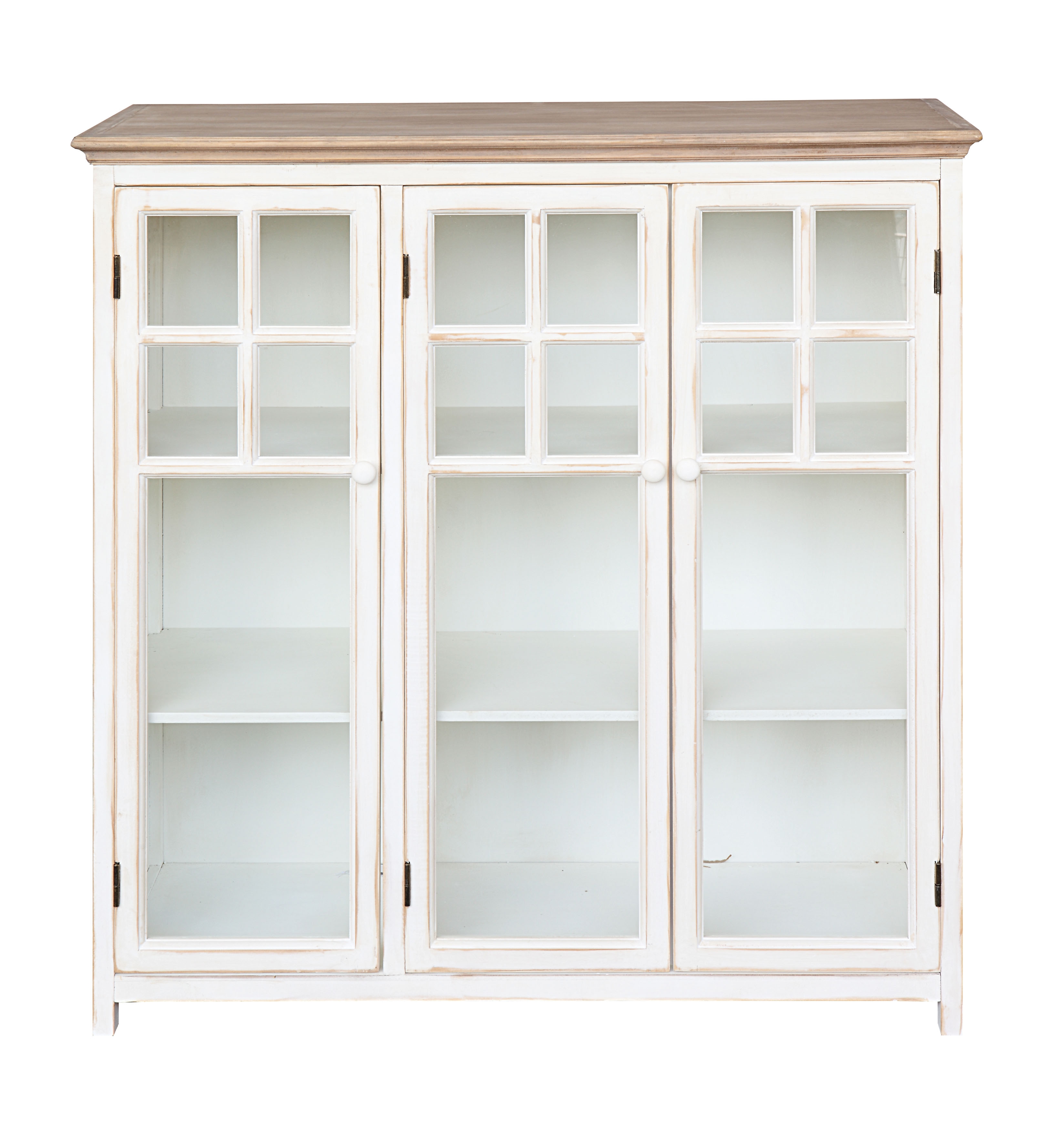 Wood Cabinet with 3 Shelves & 3 Glass Doors - Image 0