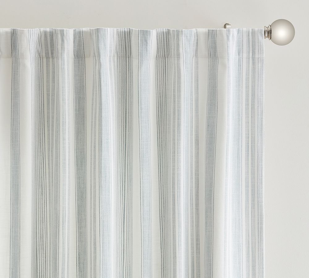 Hawthorn Striped Cotton Curtain, 50 x 108", Blue - Image 0