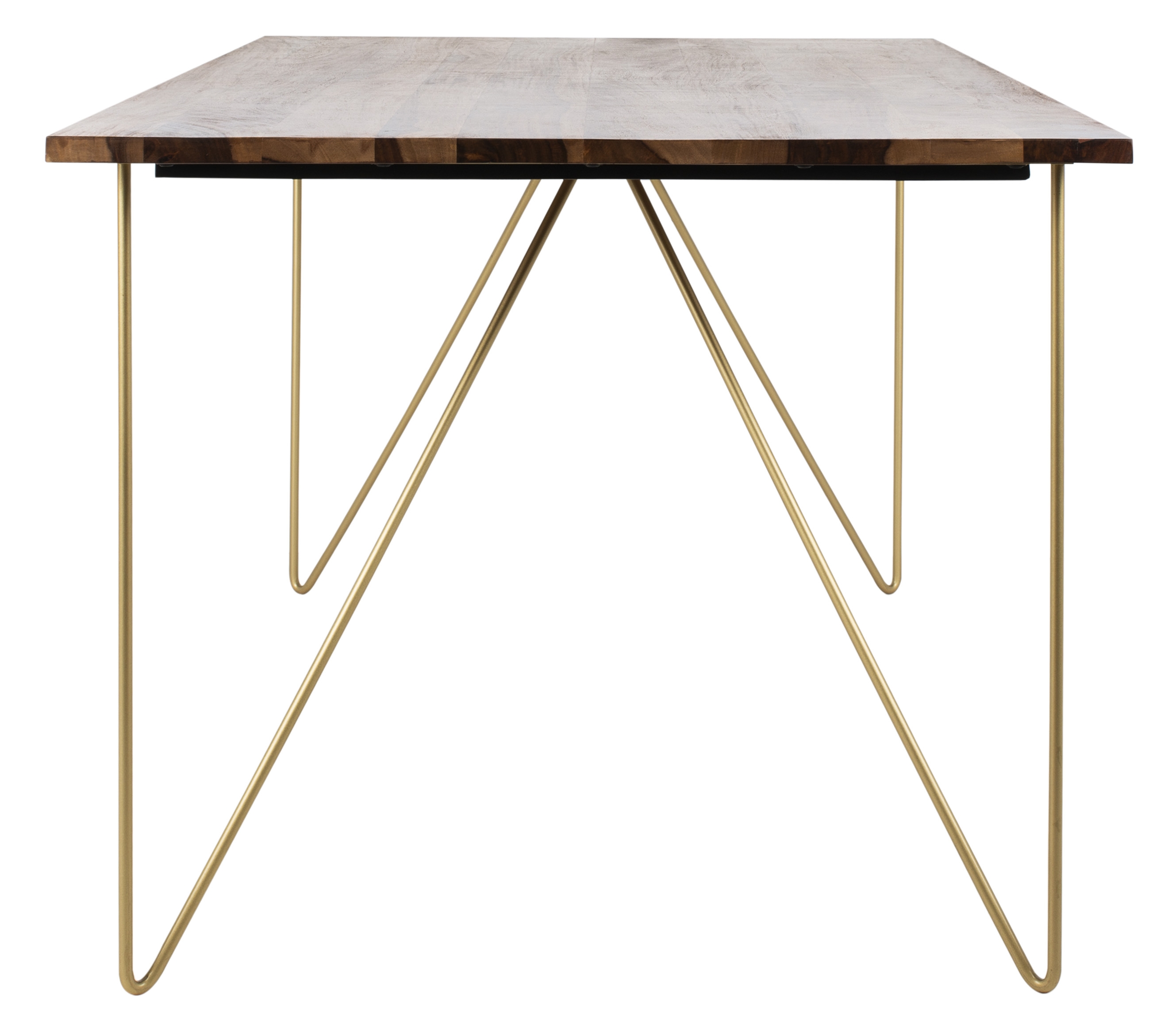 Captain Hairpin Legs Wood Dining Table - Walnut/Brass - Arlo Home - Image 2