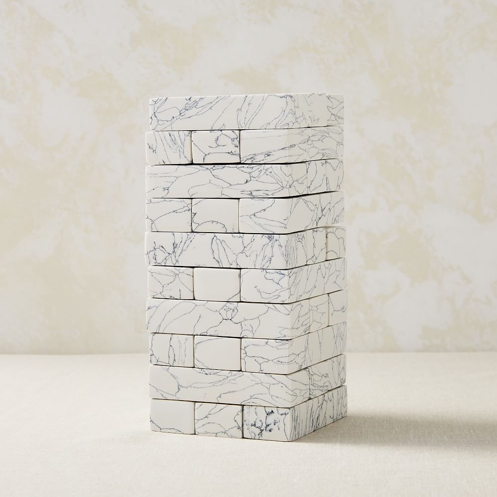 Engineered Stone Stacking Game, White + Gray, Set of 3 - Image 0