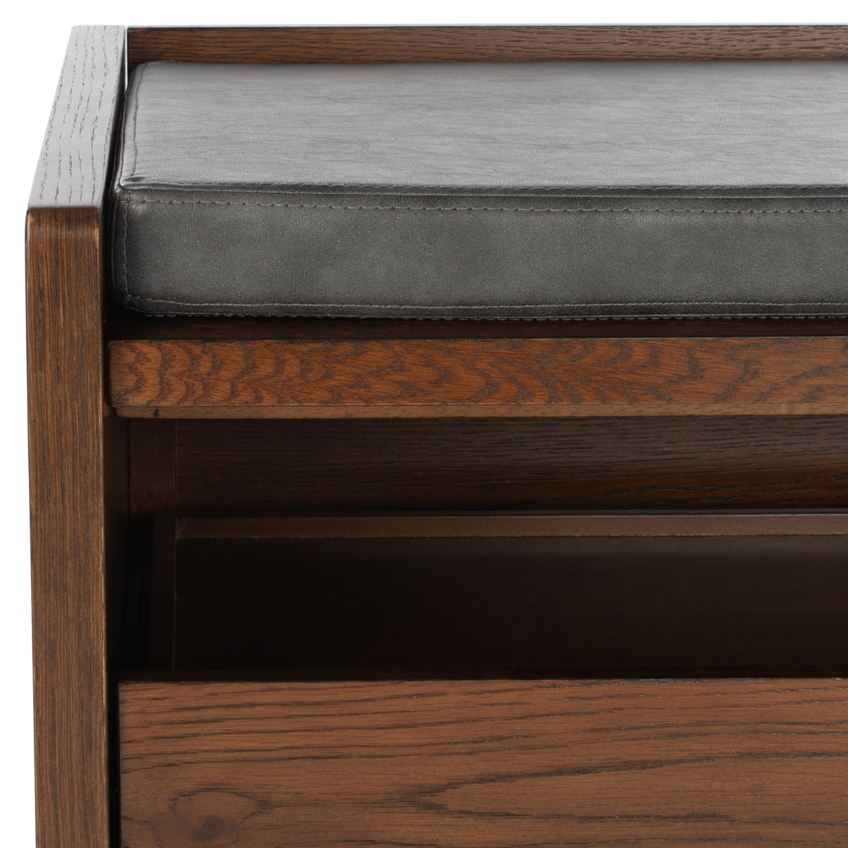 Percy Storage Bench - Grey / Walnut - Safavieh - Image 2