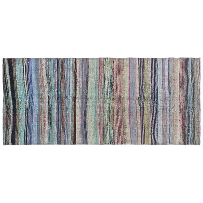 One-of-a-Kind Emraan Hand-Knotted Before 1900 Hemp Blue/Gray 4'4" x 9'6" Runner Area Rug - Image 0
