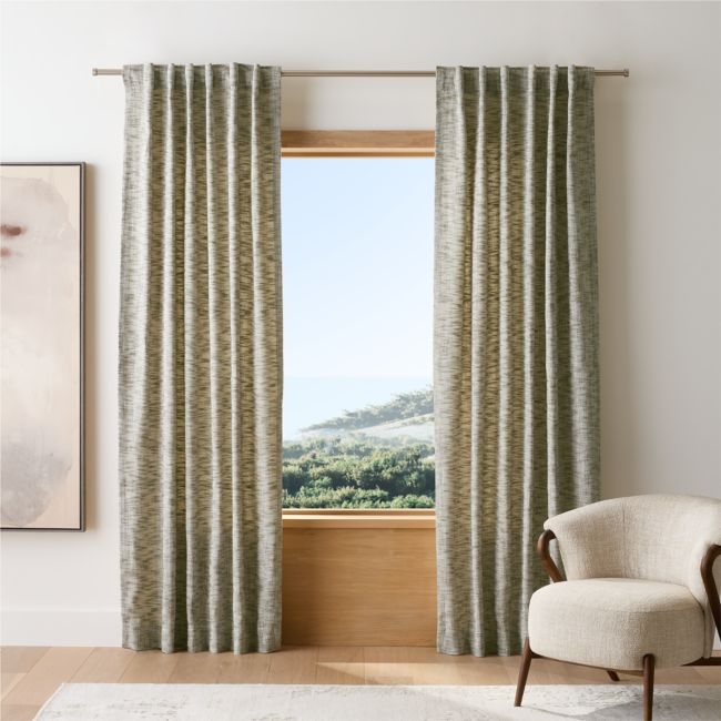 EUROPEAN FLAX ™-Certified Textured Linen Burnt Green Window Curtain Panel 48"x120" - Image 0