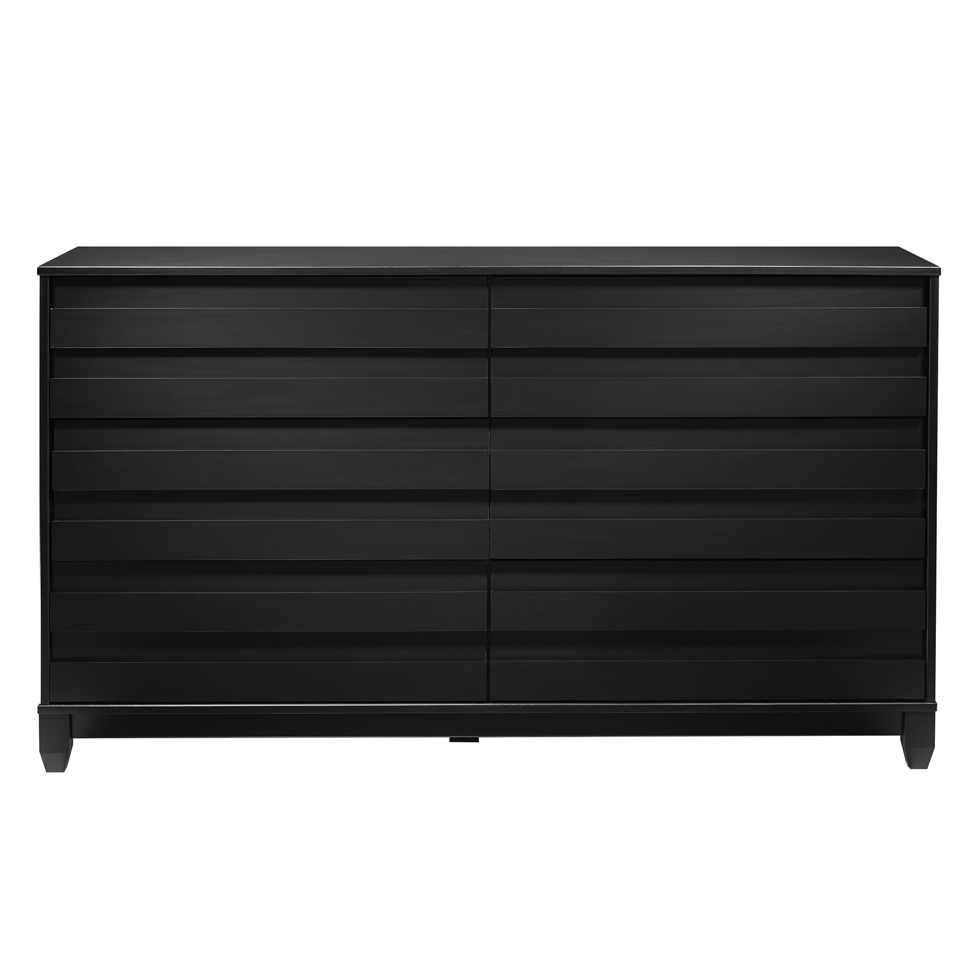 Modern 6-Drawer Solid Wood Dresser with Channel Pulls - Black - Image 1