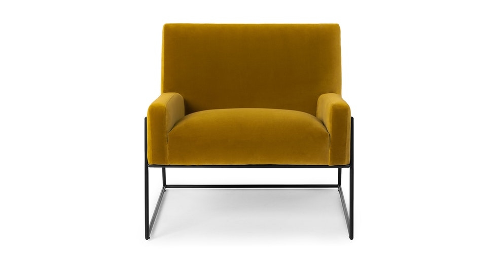 Regis Lounge Chair, Yarrow Gold & Black - Image 0